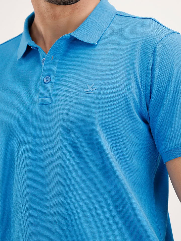 Solid Slim Fit Polo T-Shirt | Blue