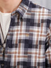 Patchwork Multi-Weave Check Slim Fit Shirt | Black