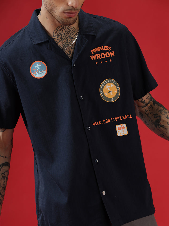 Pointless Navy Resort Collar Shirt