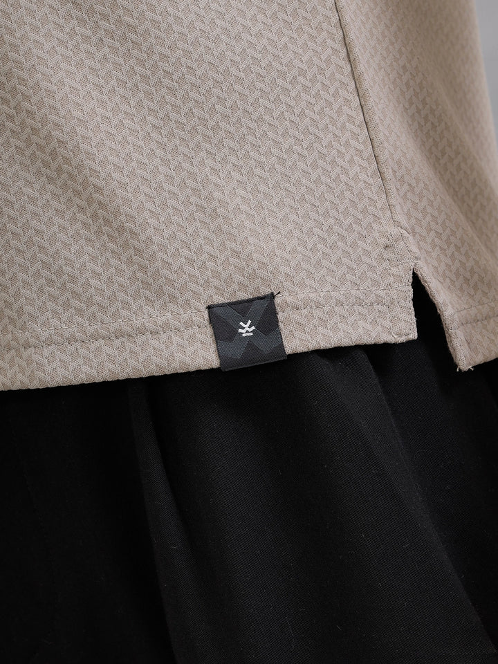 Solid Textured Slim Fit Polo T-Shirt | Brown