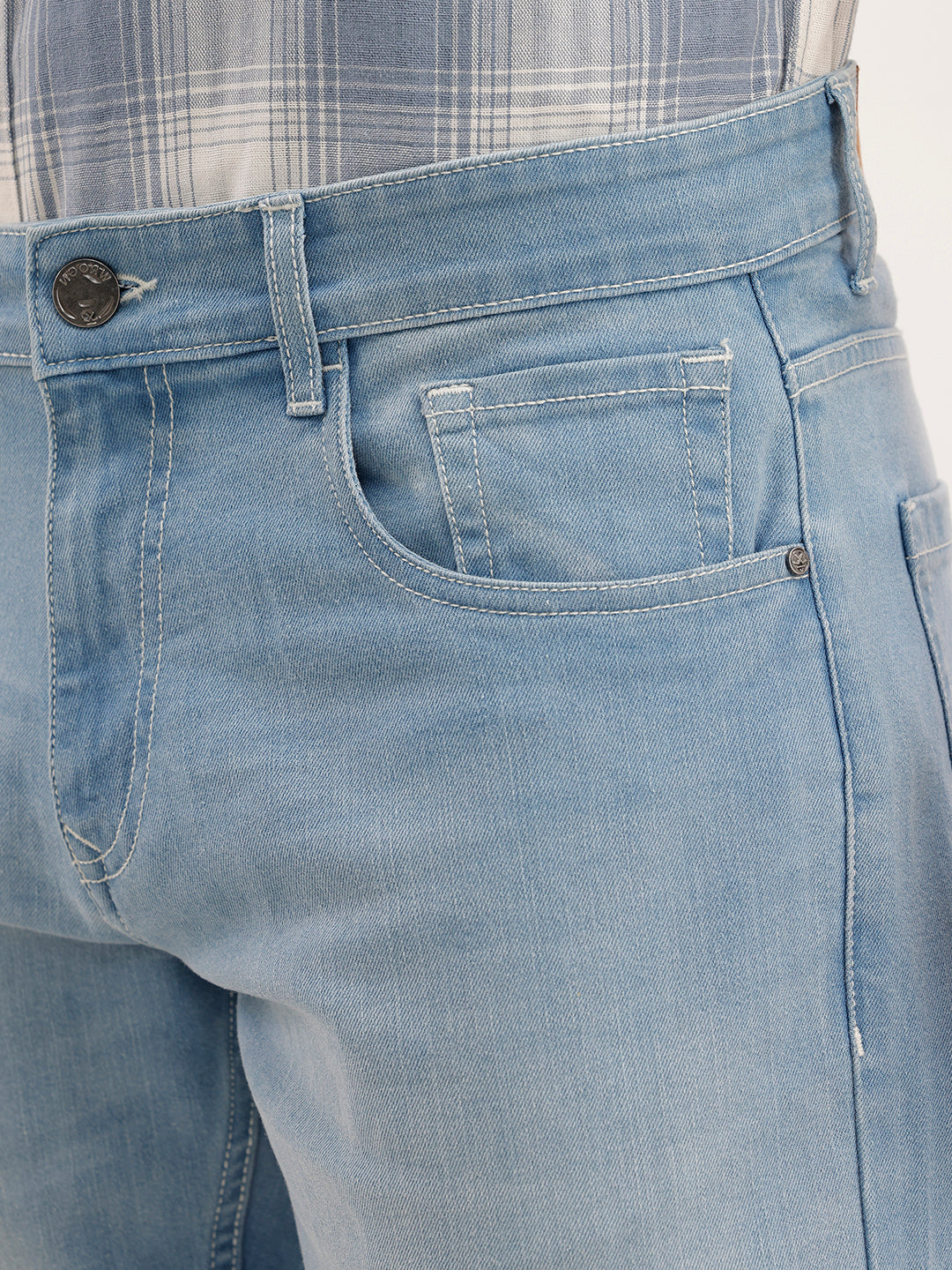 Straight Fit Faded Denim Jeans  | Light Blue