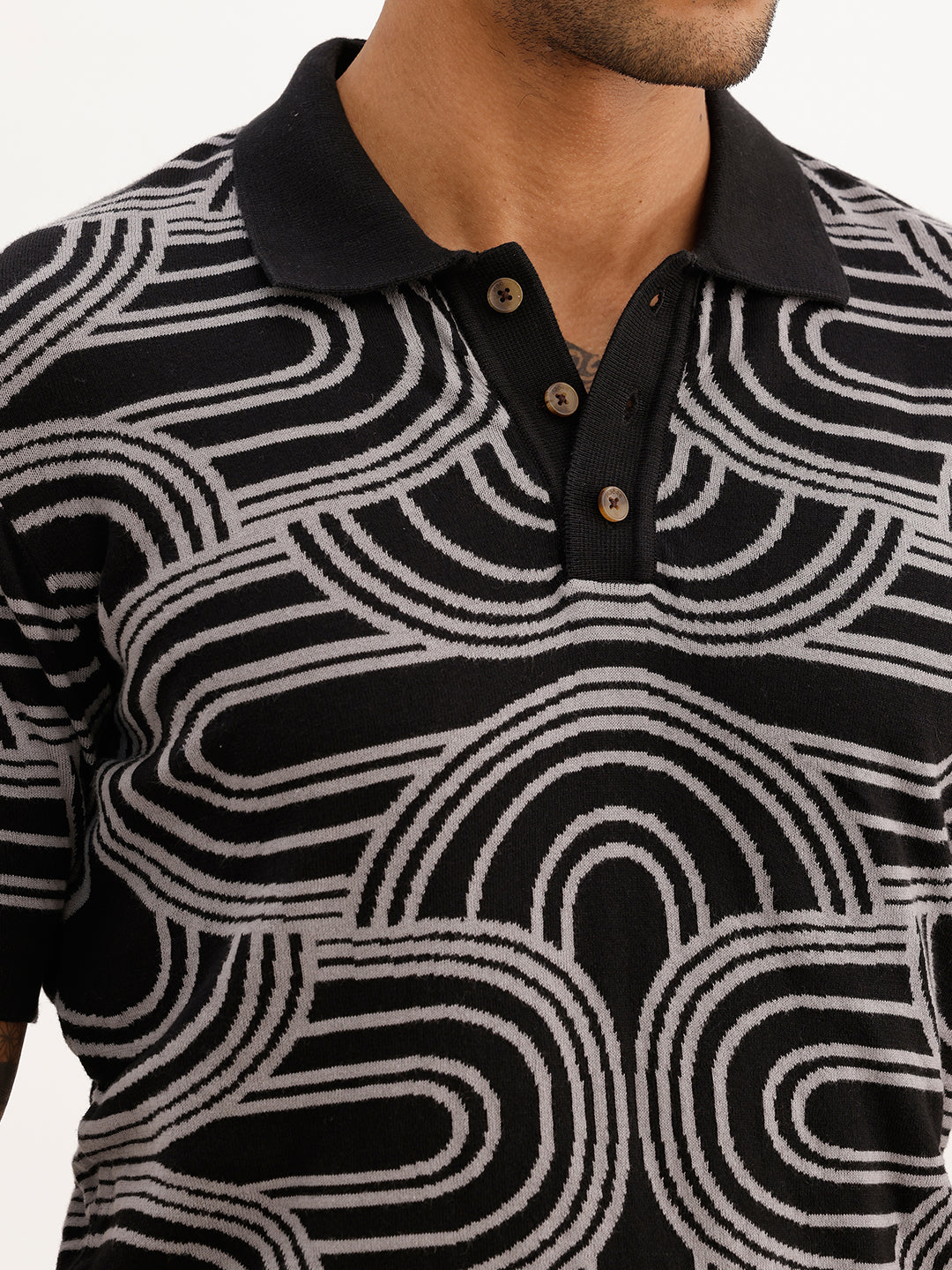Classic Comfort Fit Jacquard Shirt | Black