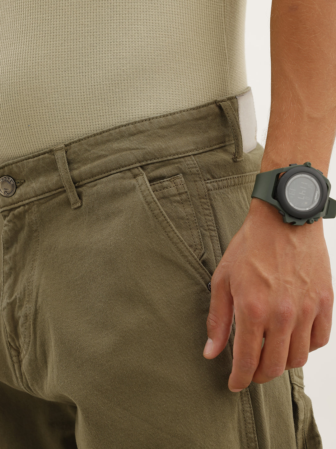Solid Loose Fit Carpenter Denim | Olive