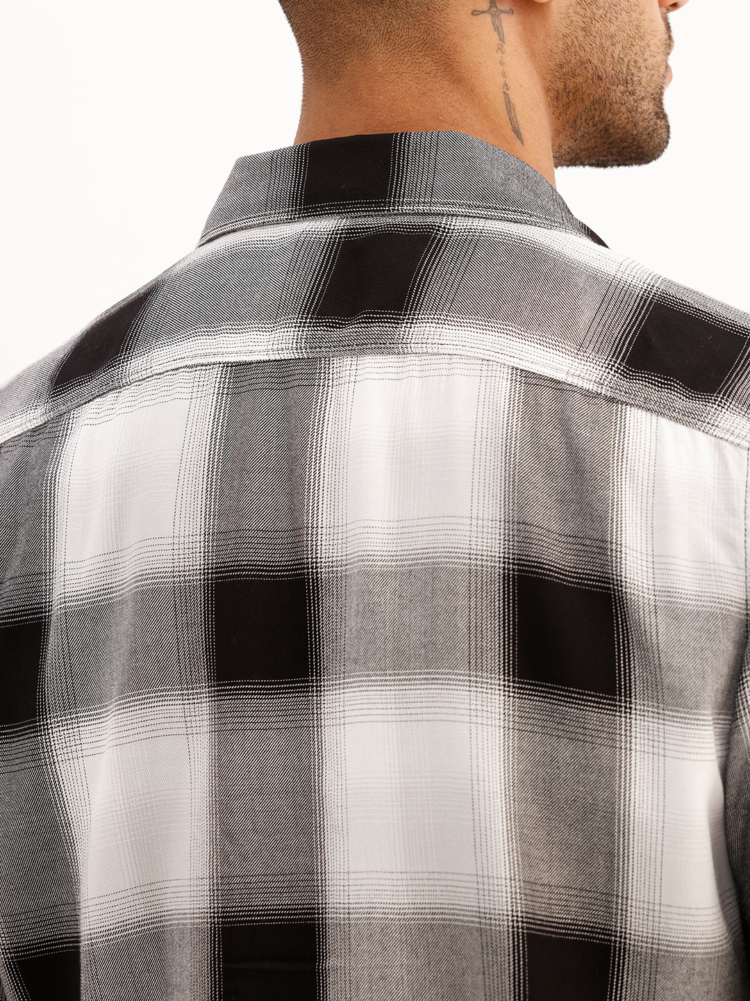 Classic Slim Fit Checkered Shirt | Black