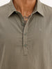 Textured Half Placket Full Sleeve Shirt | Olive