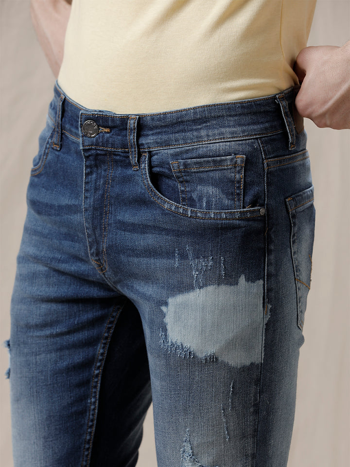 Distressed Medstone Blue Jeans