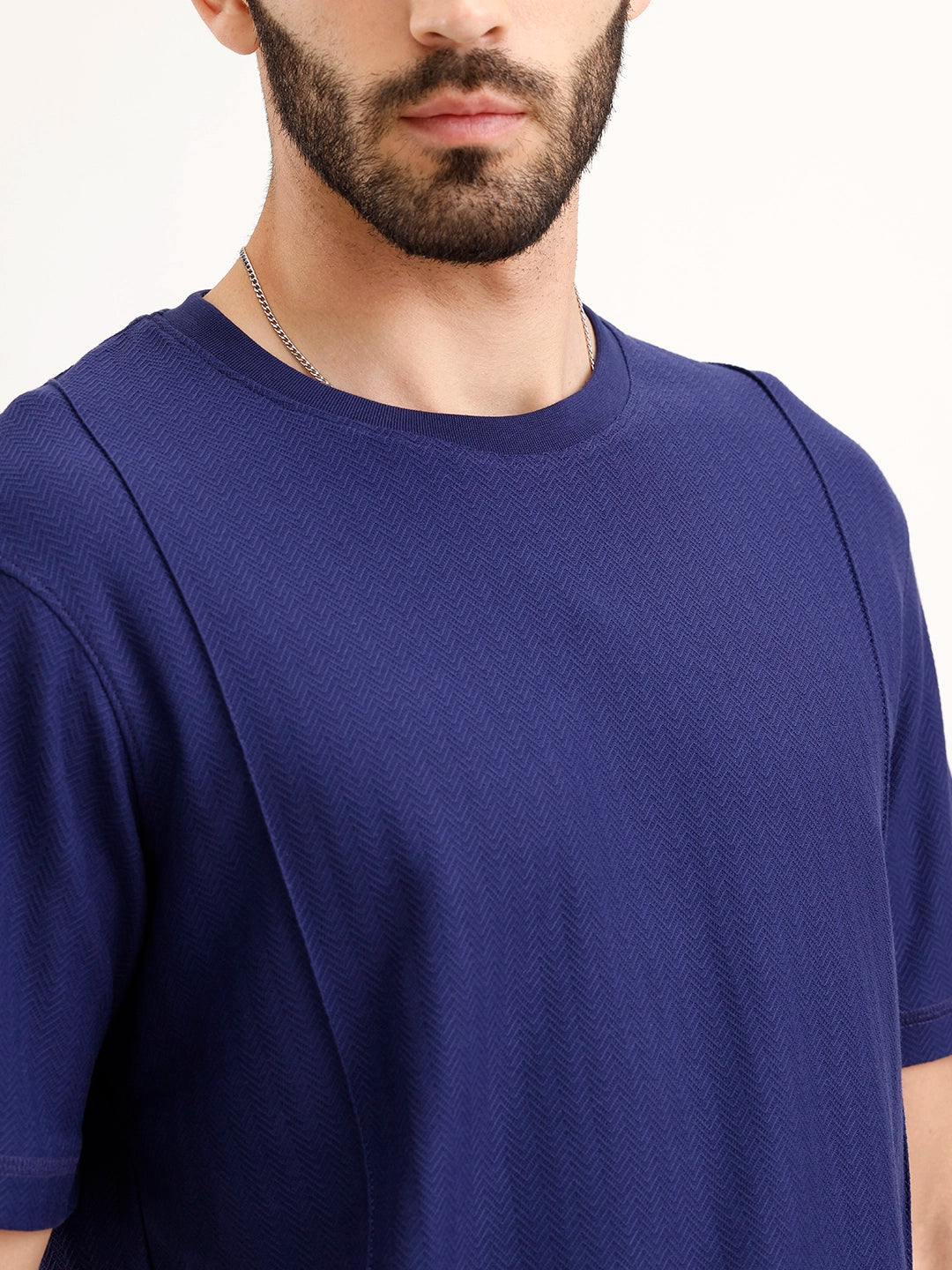 Textured Comfort Fit T-Shirt | Navy Blue