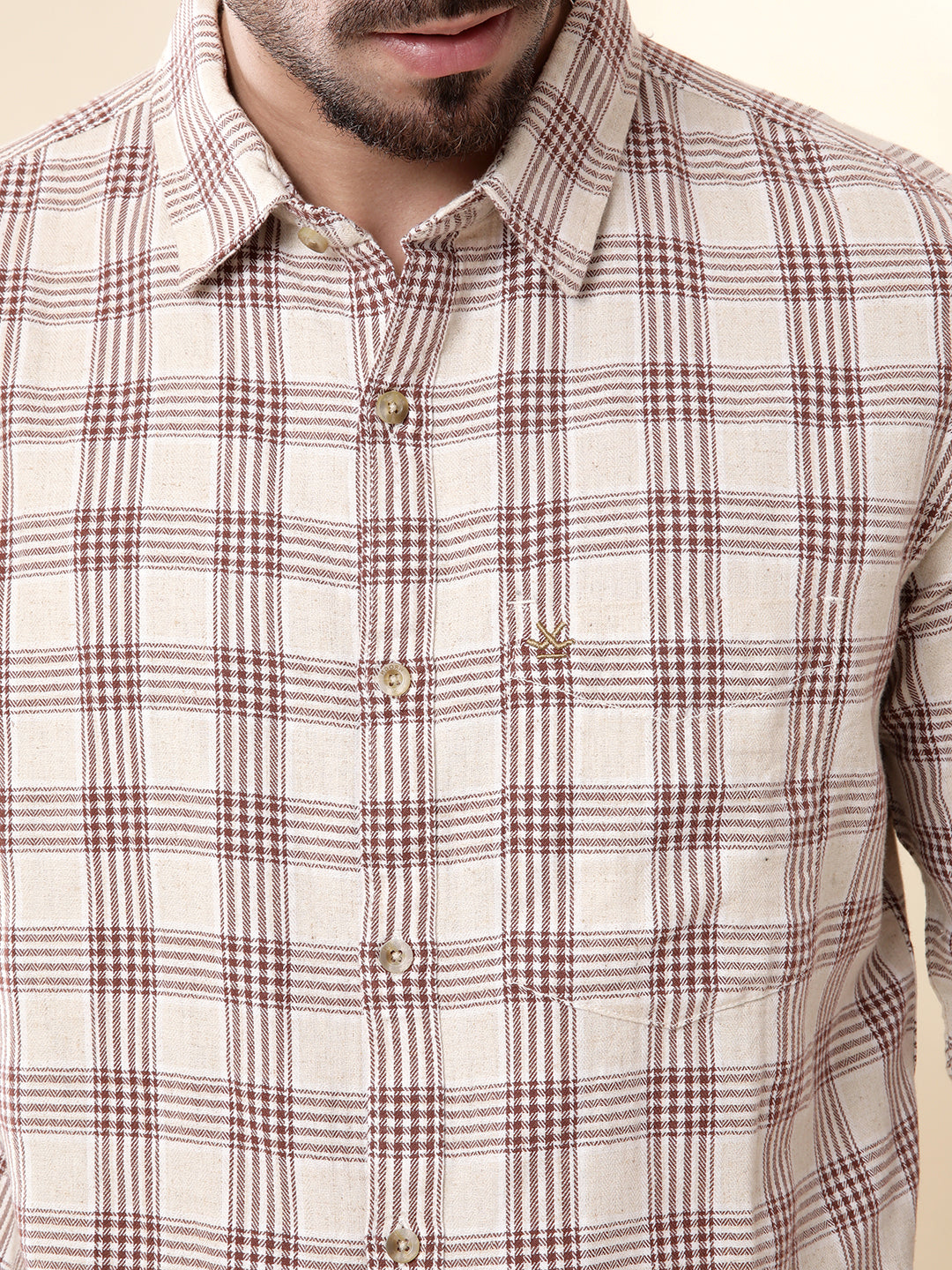 Maroon Checked Woven Casual Shirt