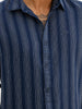 Slim Fit Striped Full Sleeve Shirt | Navy Blue