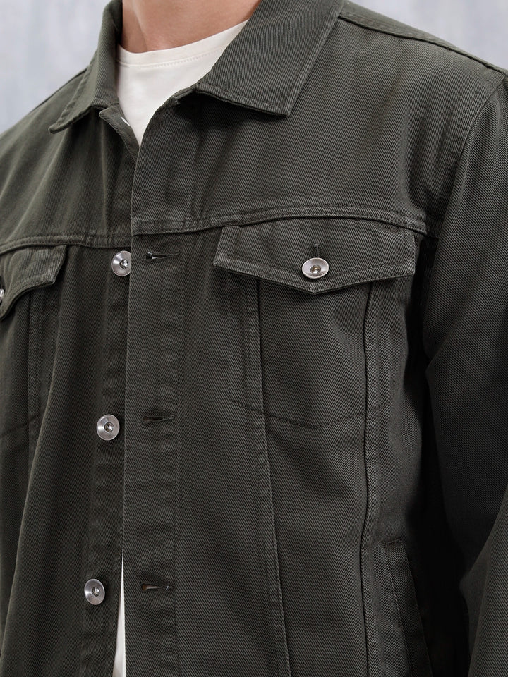 Men Denim Trucker | Olive