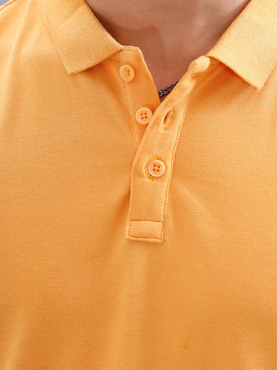 Casual Slim Fit Solid Polo T-Shirt | Orange
