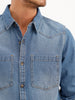 Indigo Washed Casual Regualr Fit Denim Shirt | Blue