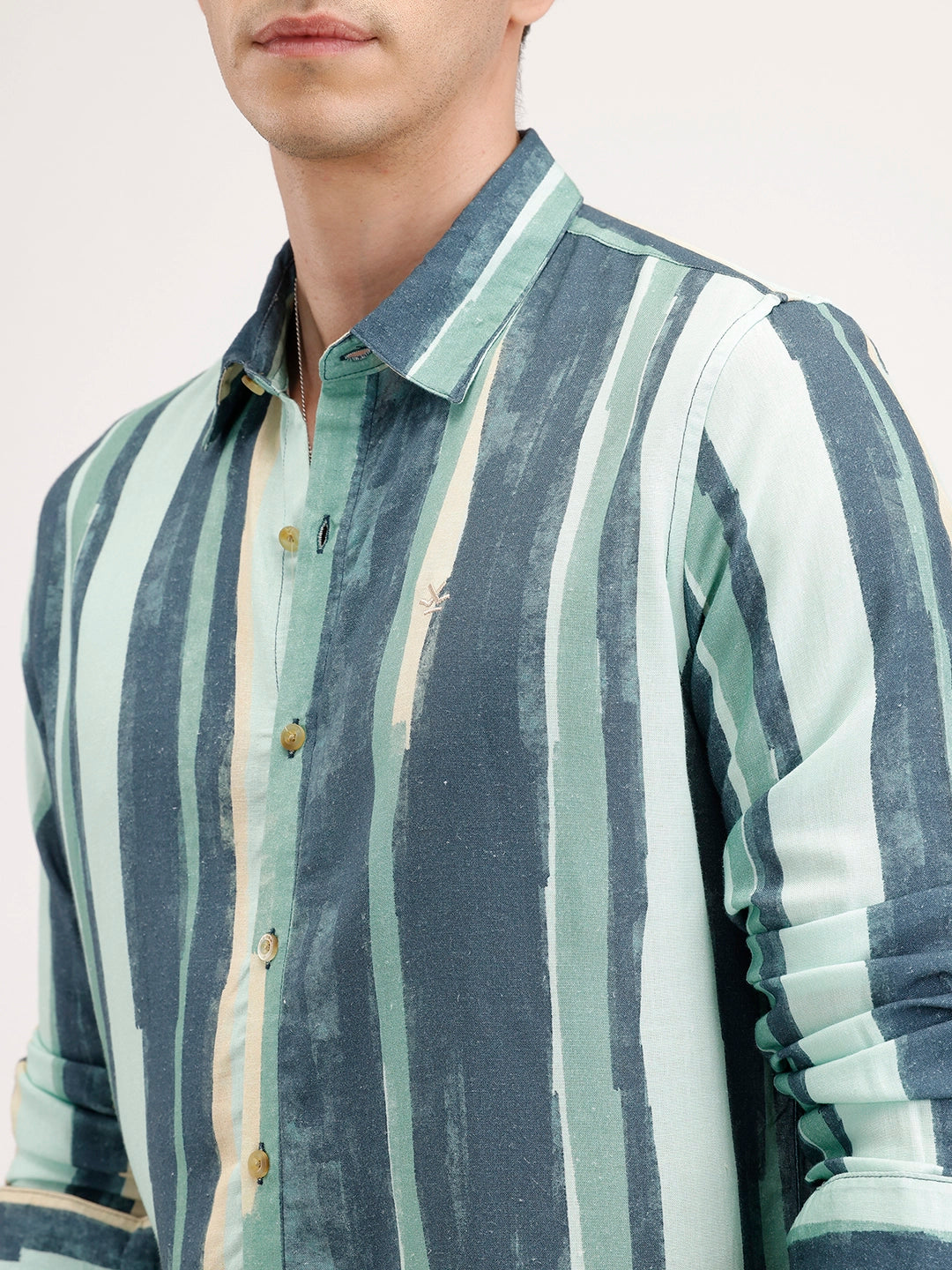 Slim Fit Linen Blend Shirt | Light Green