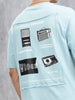 Back Printed Patchwork T-Shirt | Light Blue