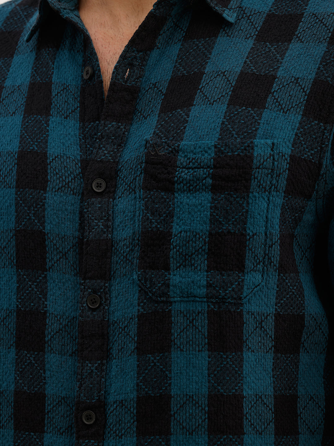 Classic Slim Fit Checkered Shirt | Teal