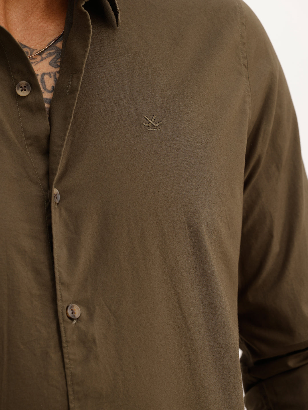 Solid Slim Fit Full Sleeve Shirt | Dark Green | WSH02FSSL0171S