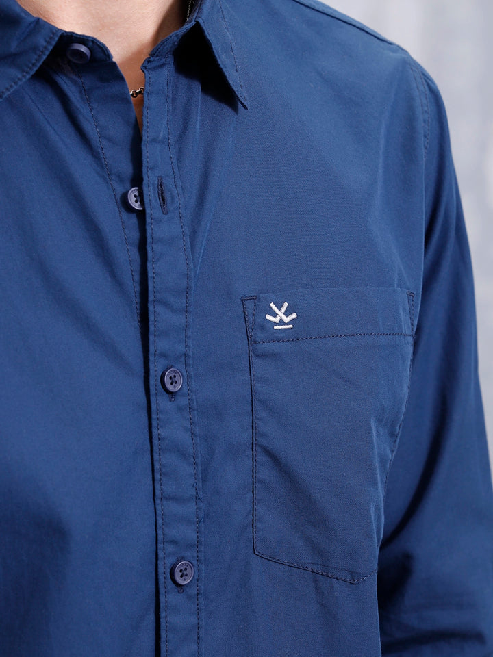 Solid Casual Regular Fit Shirt | Navy Blue