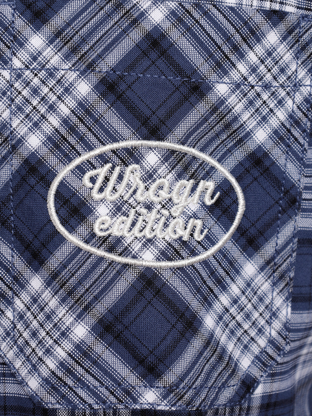 Refined Checks Slim fit Signature Embroidery shirt | Navy Blue