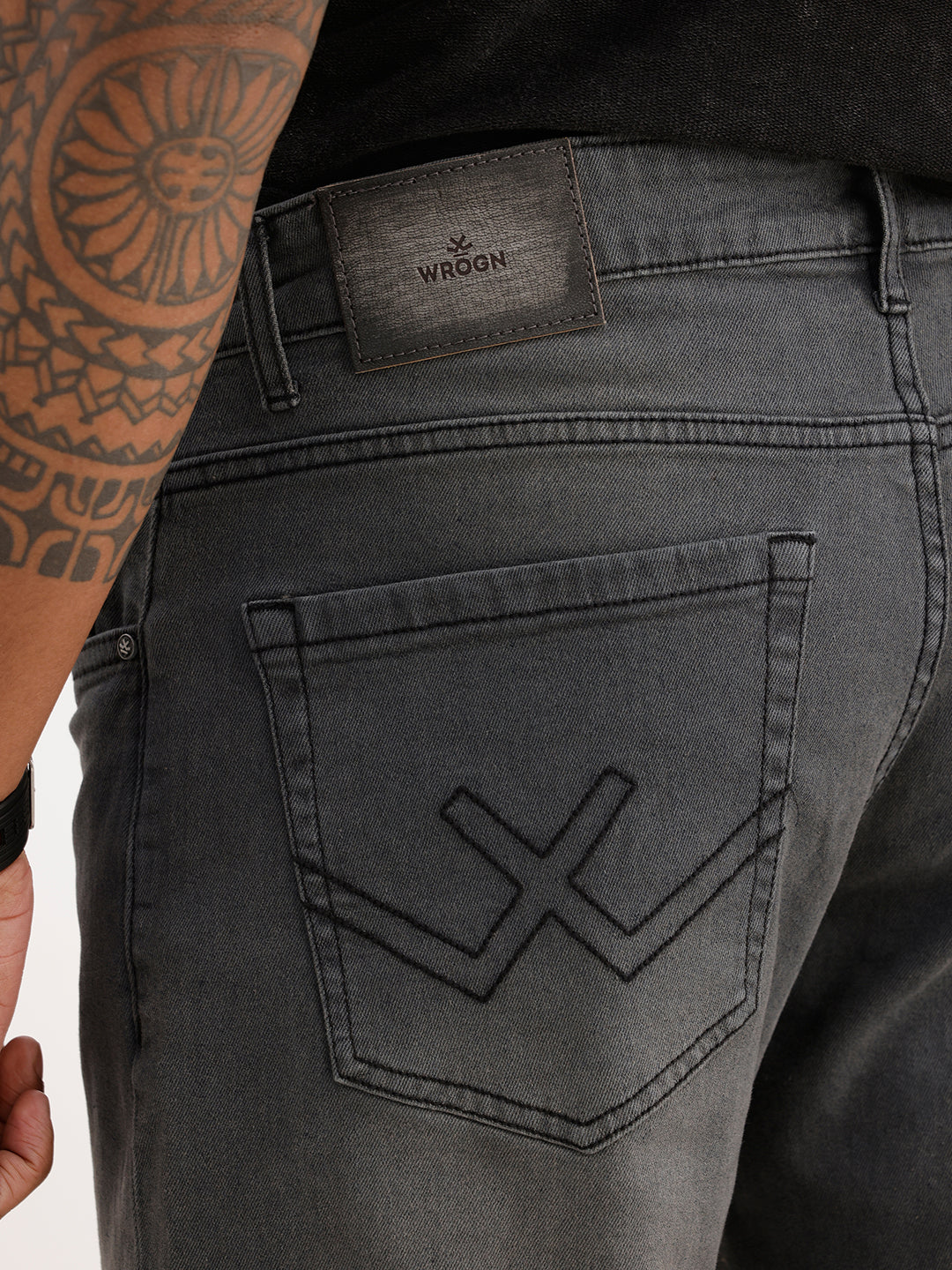 Washed Straight Fit Denim Jeans | Charcoal