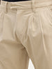 Solid Anti Fit Double Pleated Trouser | Beige