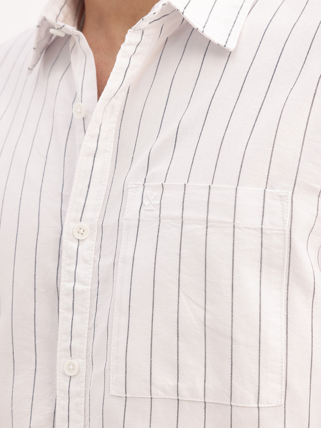 Slim Fit Striped Full Sleeve Shirt | White