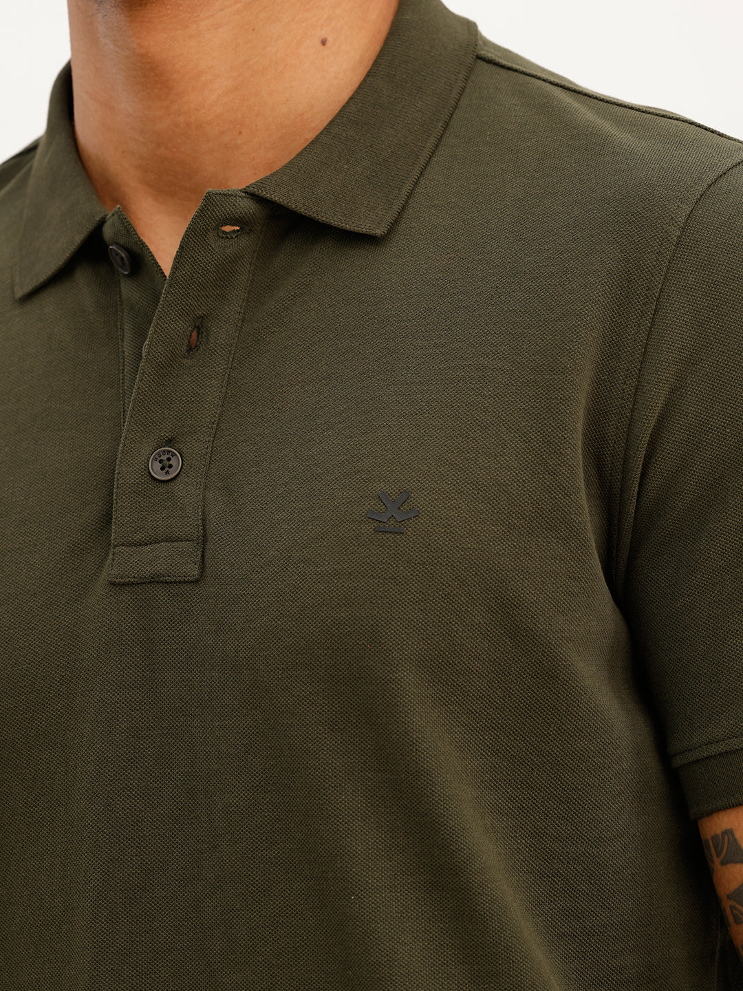 Solid Regular Fit Polo T-Shirt | Olive