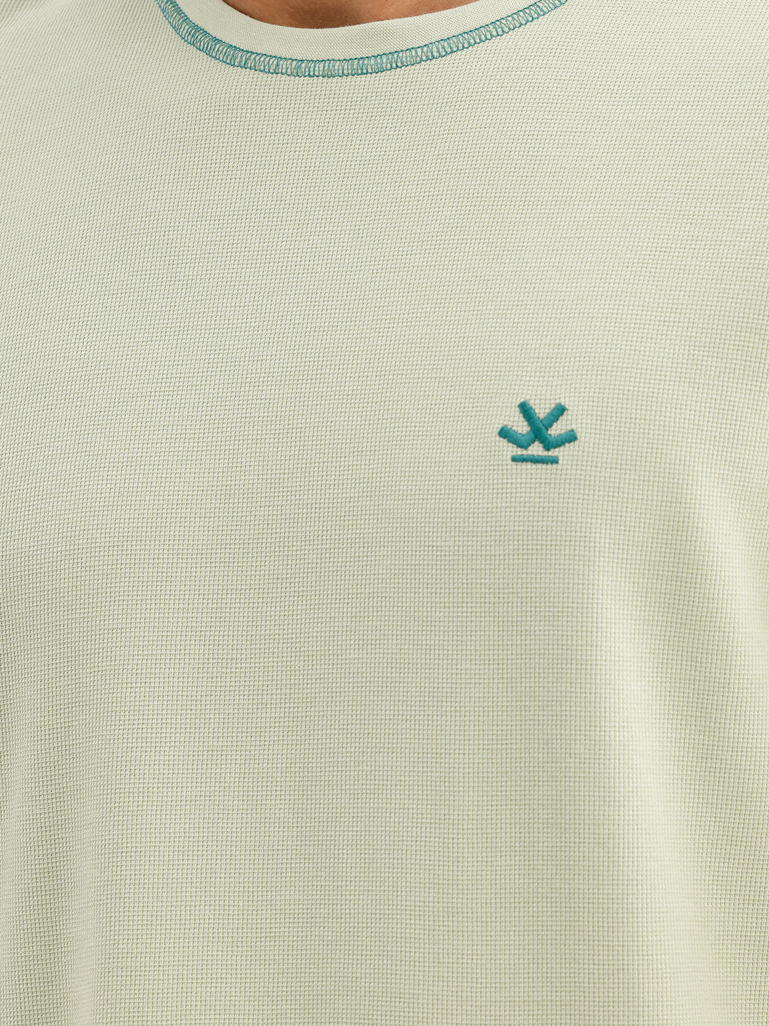 Oversized Contrast Stitch Textured T-Shirt | Light Green