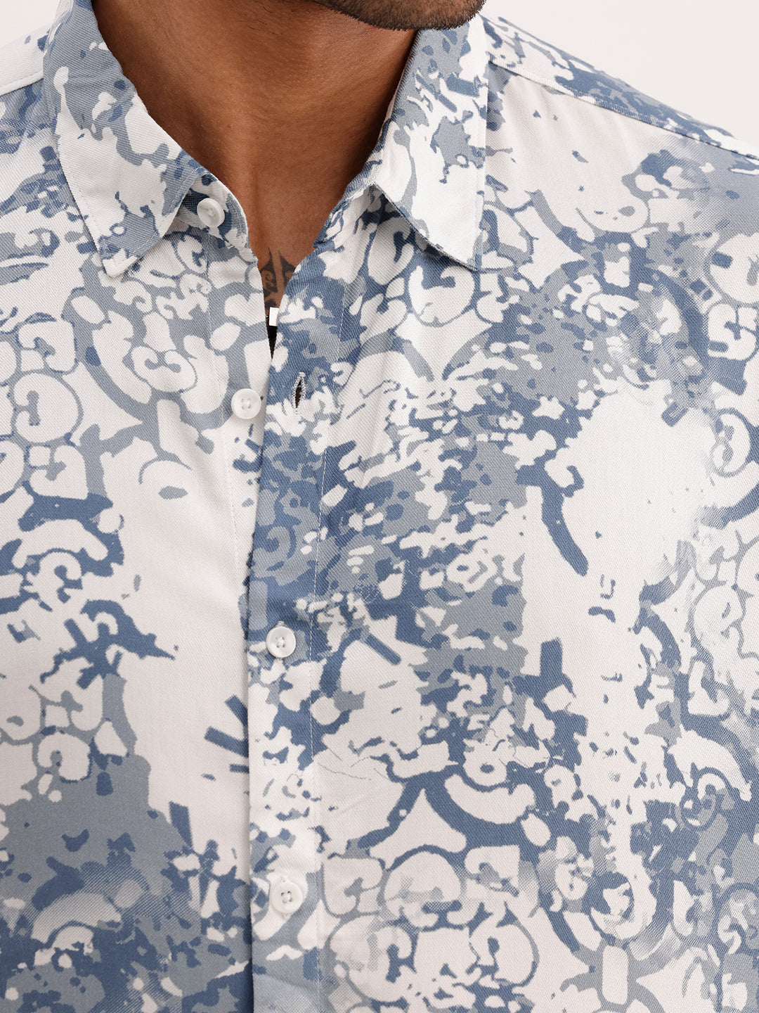 Slim Fit AOP Half Sleeve Shirt | White | WSH02HSSL0165S
