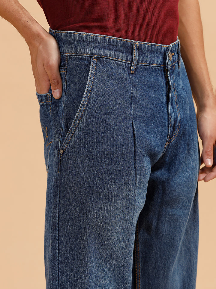 Heavy Fade Loose Fit Jeans | Dark Blue