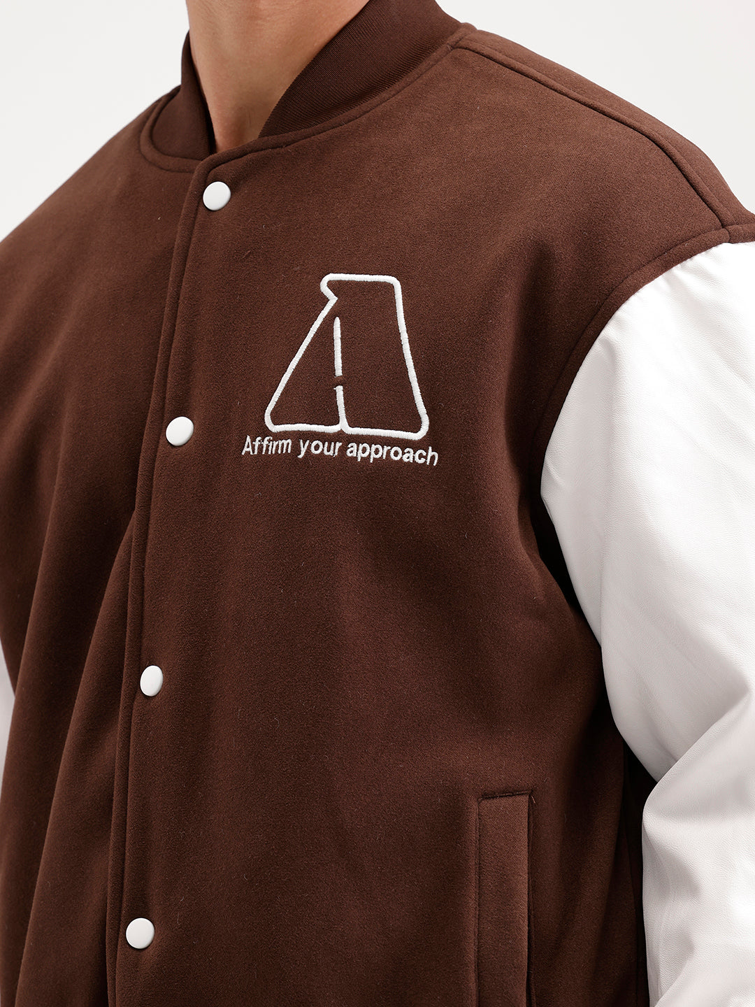 Oversized Embroidered Bomber Jacket  | Brown