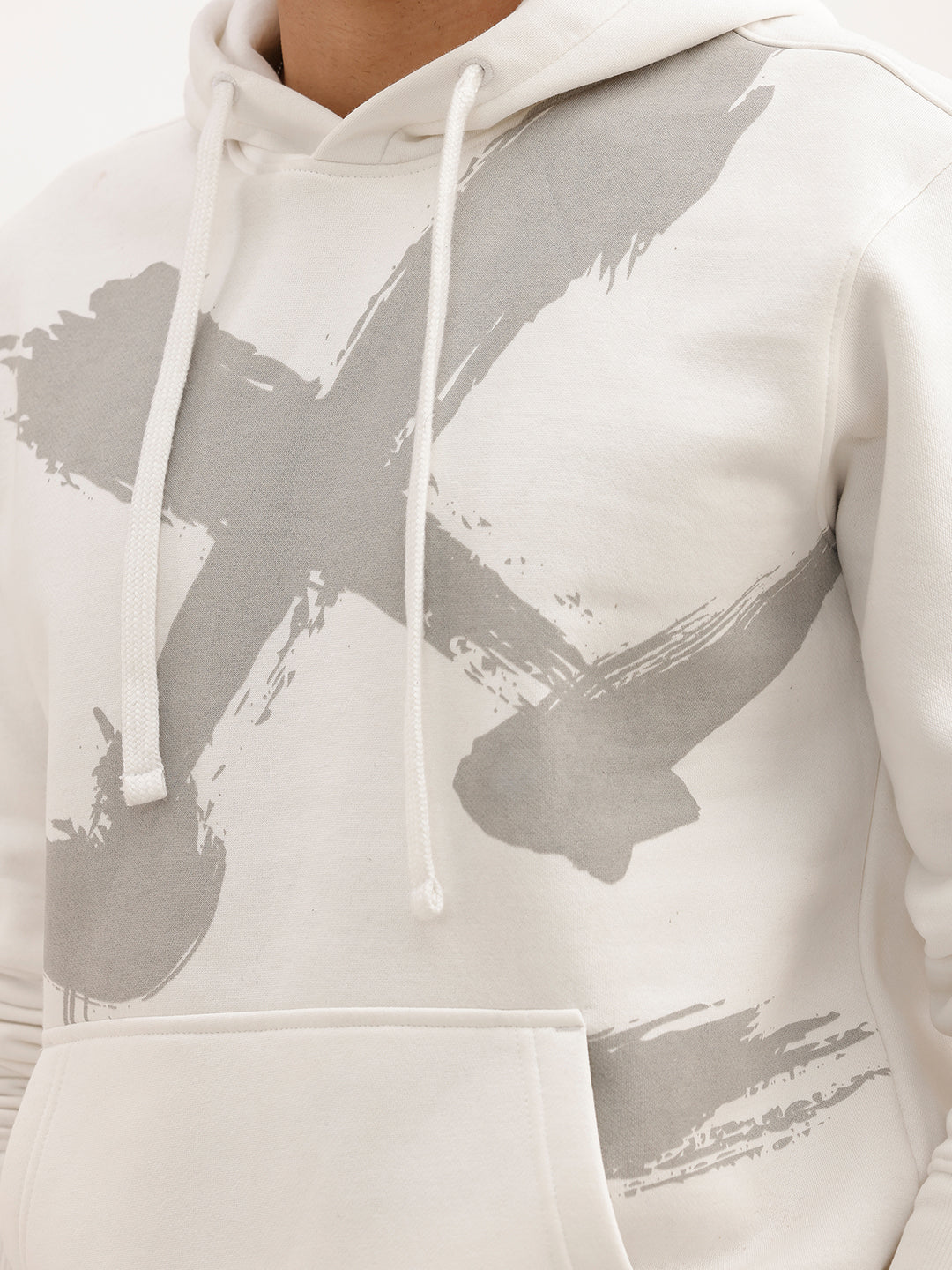 Classic Placement Printed Hooded Sweatshirt | Off White