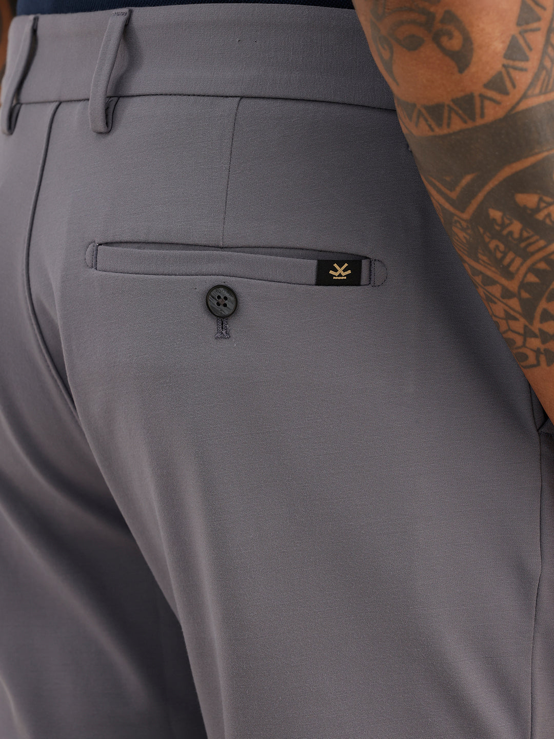 Solid Slim Fit Cotton Blend Trouser | Grey