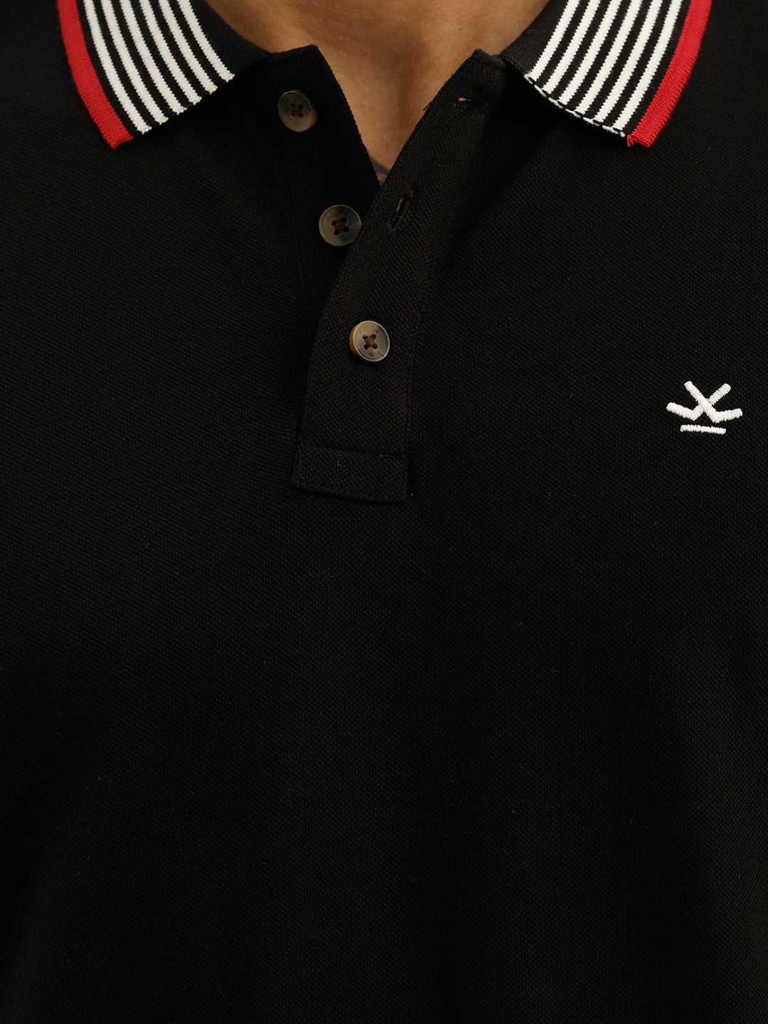 Slim Fit Contrast Collar Polo T-Shirt | Black