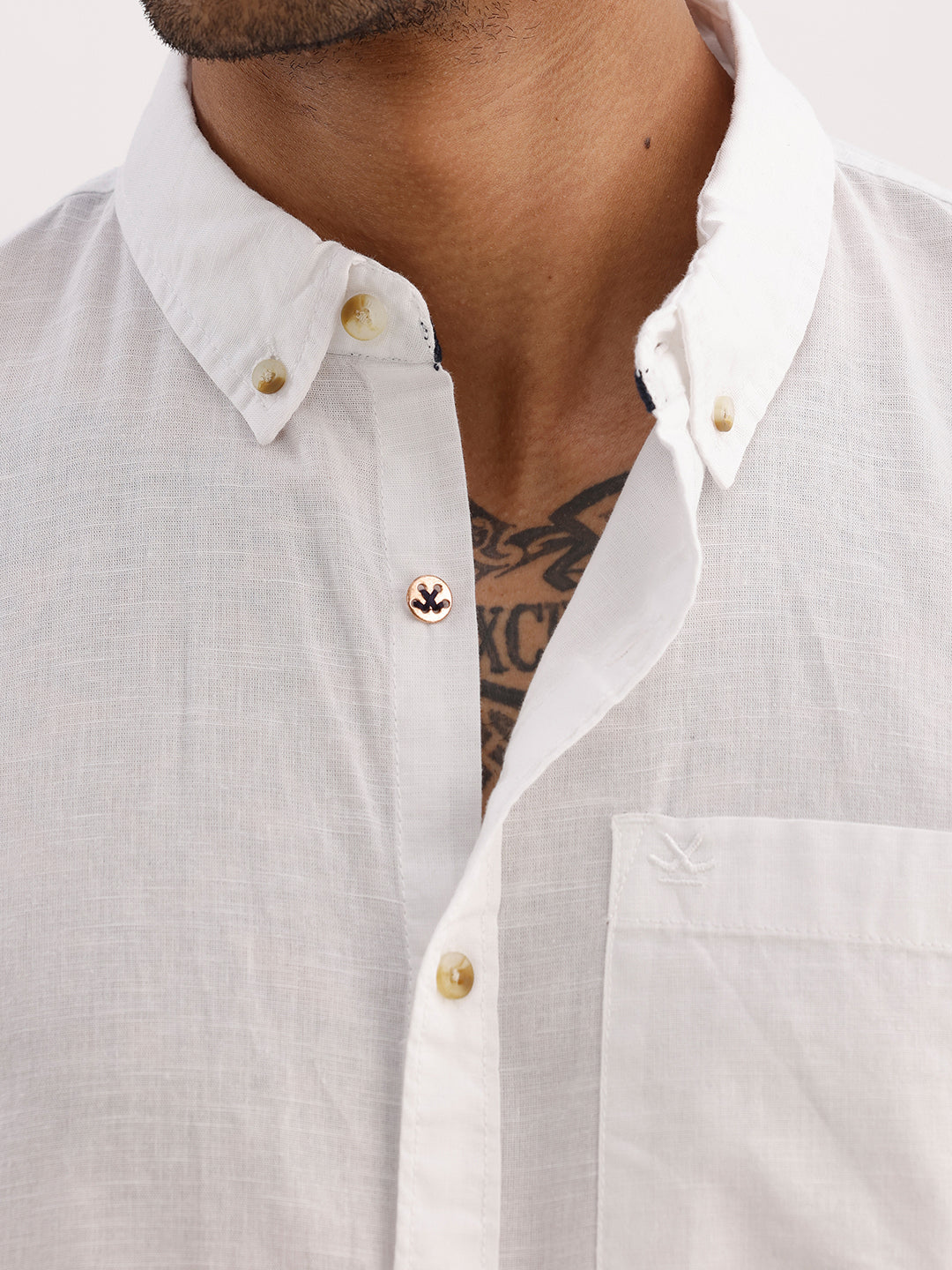 Solid Regular Fit Full Sleeve Shirt | White