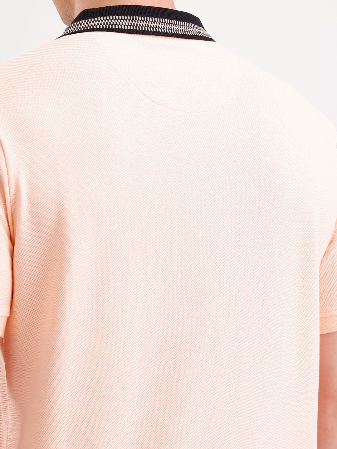Jacquard Collar Polo T-Shirt  | Peach