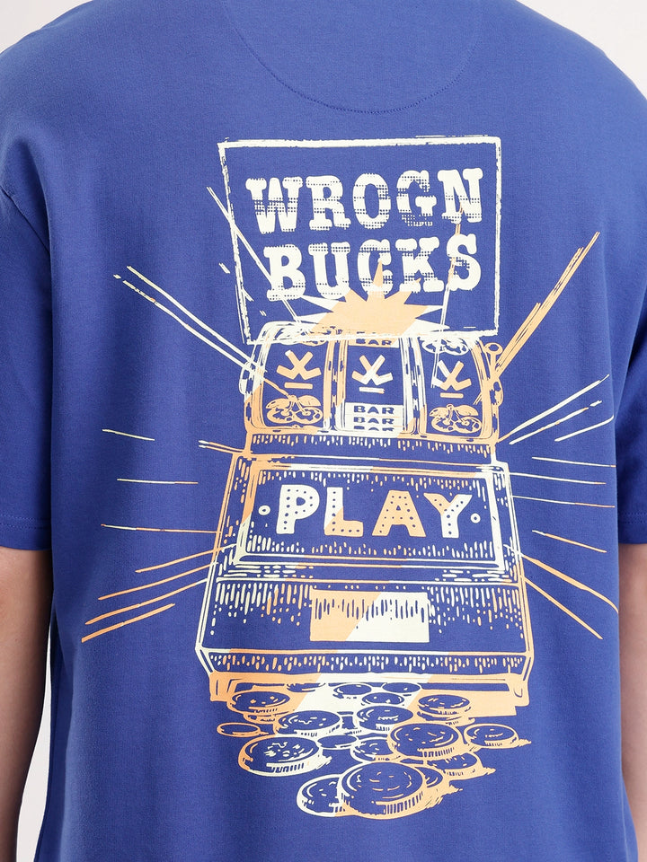 Classic Oversized Back Printed T-Shirt  | Blue