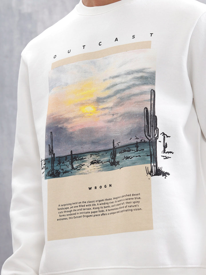 Men's Casual Graphic Printed Sweatshirt | White