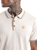 Beige Trim Casual Polo T-Shirt