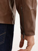 Solid Slim Fit Zipper Jacket | Brown