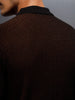 Textured Knit slim fit Polo T-shirt | Brown