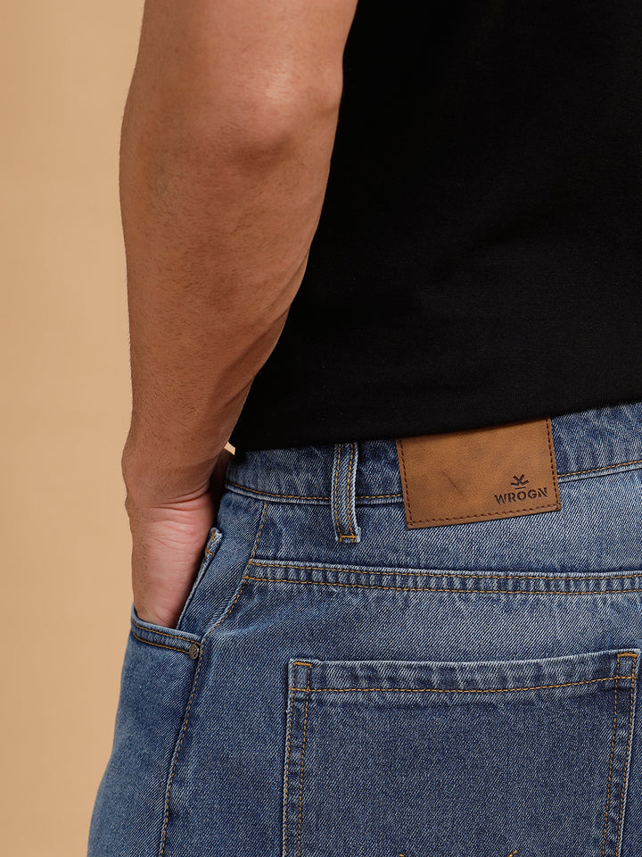 Casual Heavy Fade Baggy Fit Jeans | Blue