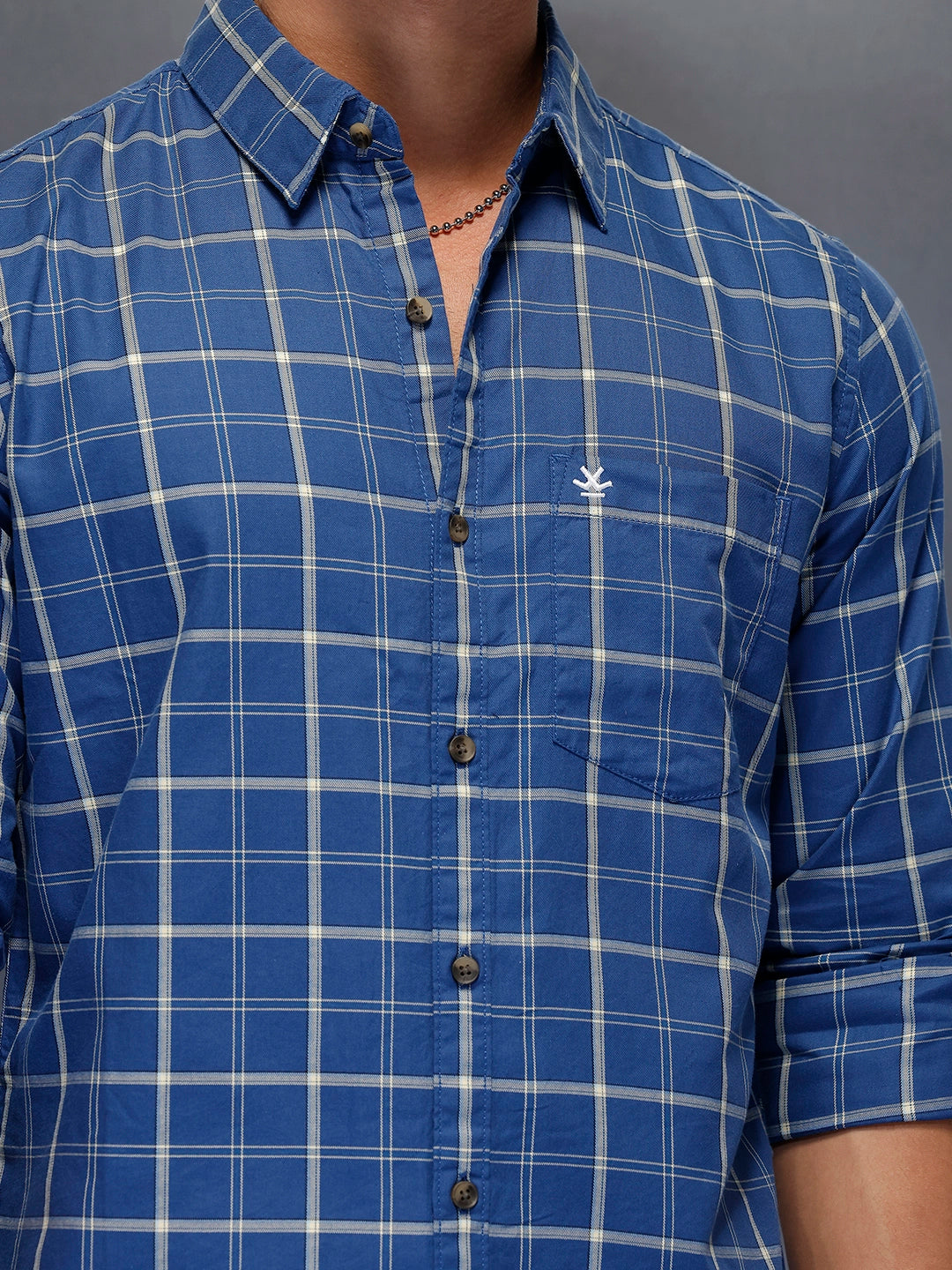 Men's Casual Checkered Shirt   |  Blue