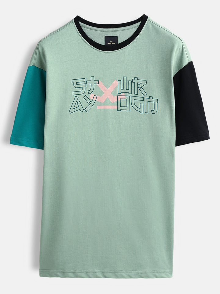 Color-block graphic oversized T-shirt | Green