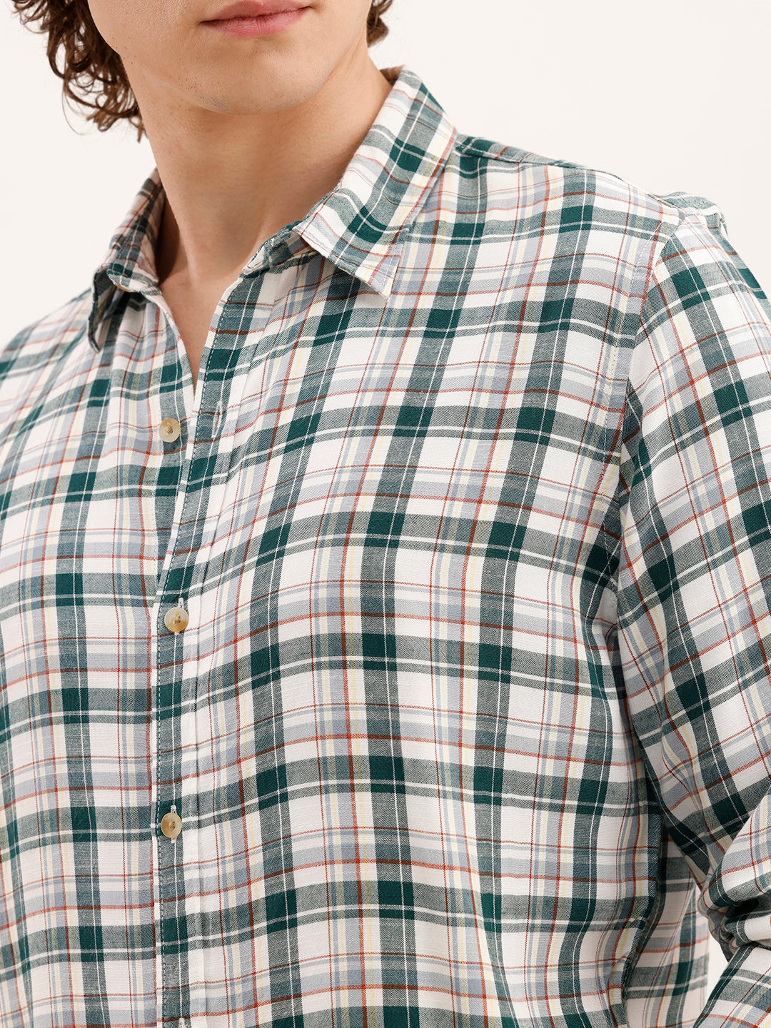 Slim Fit Checkered Shirt  | White
