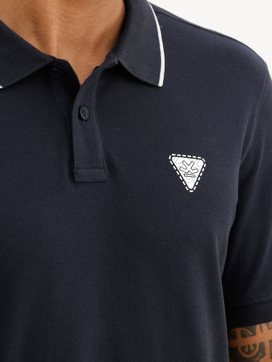 Slim Fit Tipping Collar Polo T-Shirt | Navy Blue