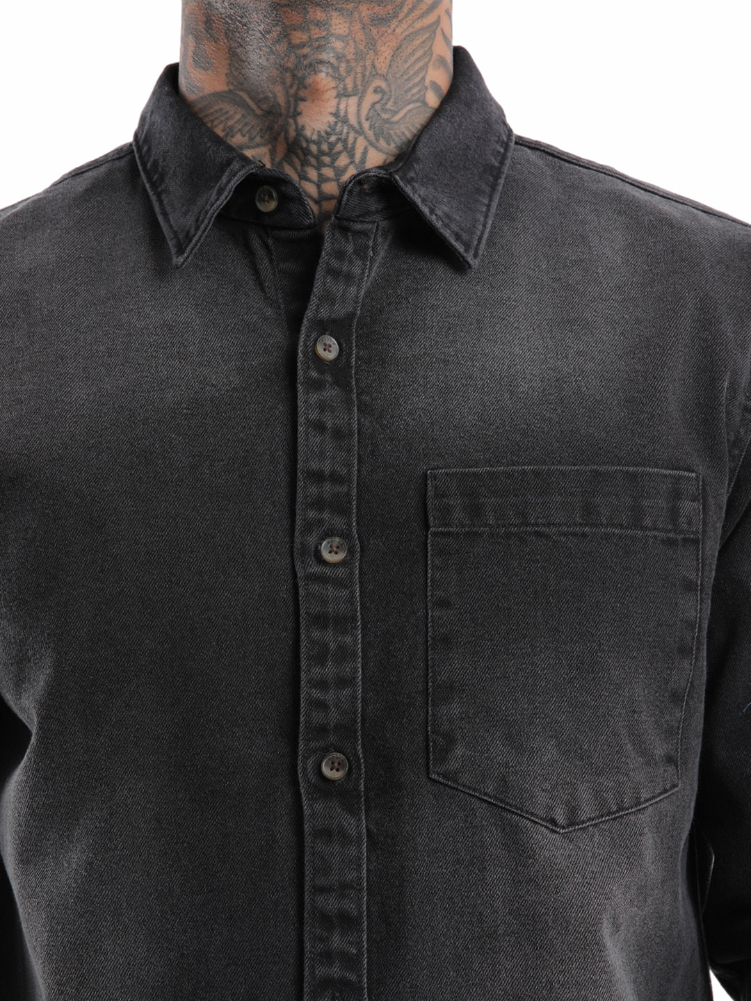 Black Twill Denim Shirt