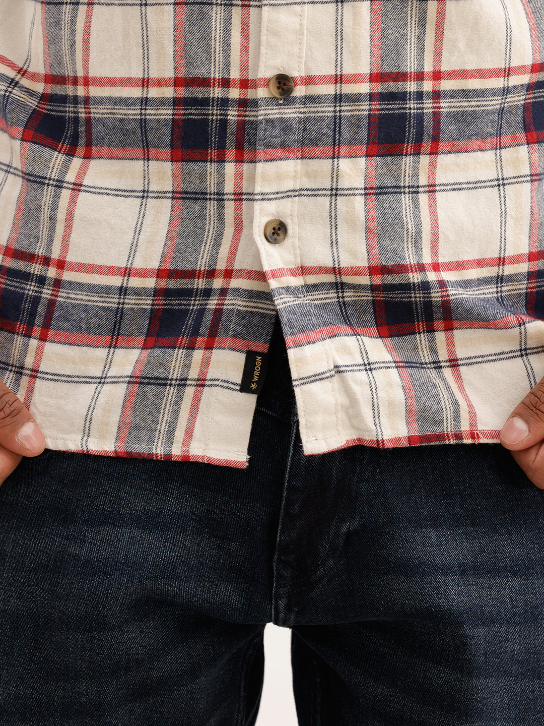 Regular Fit Checkered Hooded Shirt | Beige