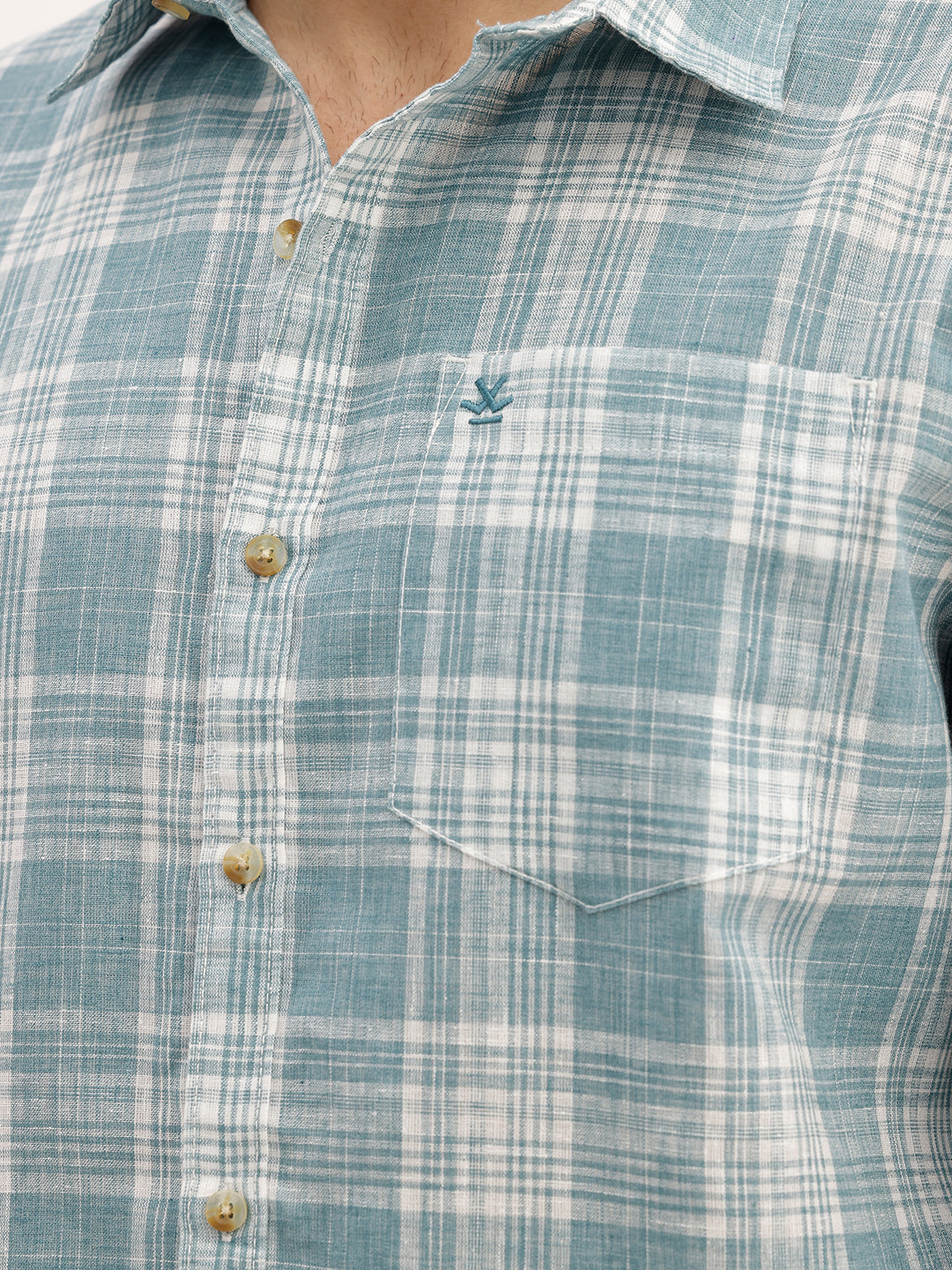 Slim Fit Checkered Full Sleeve Shirt | Blue
