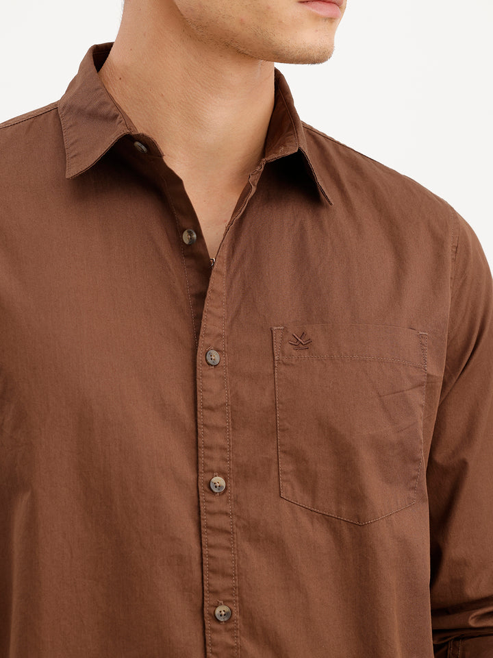 Solid Regular Fit Shirt | Brown