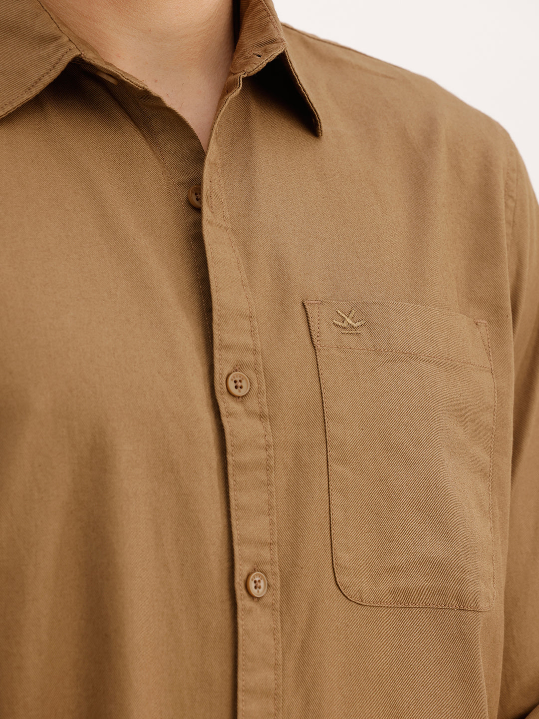 Solid Regular Fit Full Sleeve Shirt | Khaki | WWSH0851MAZ